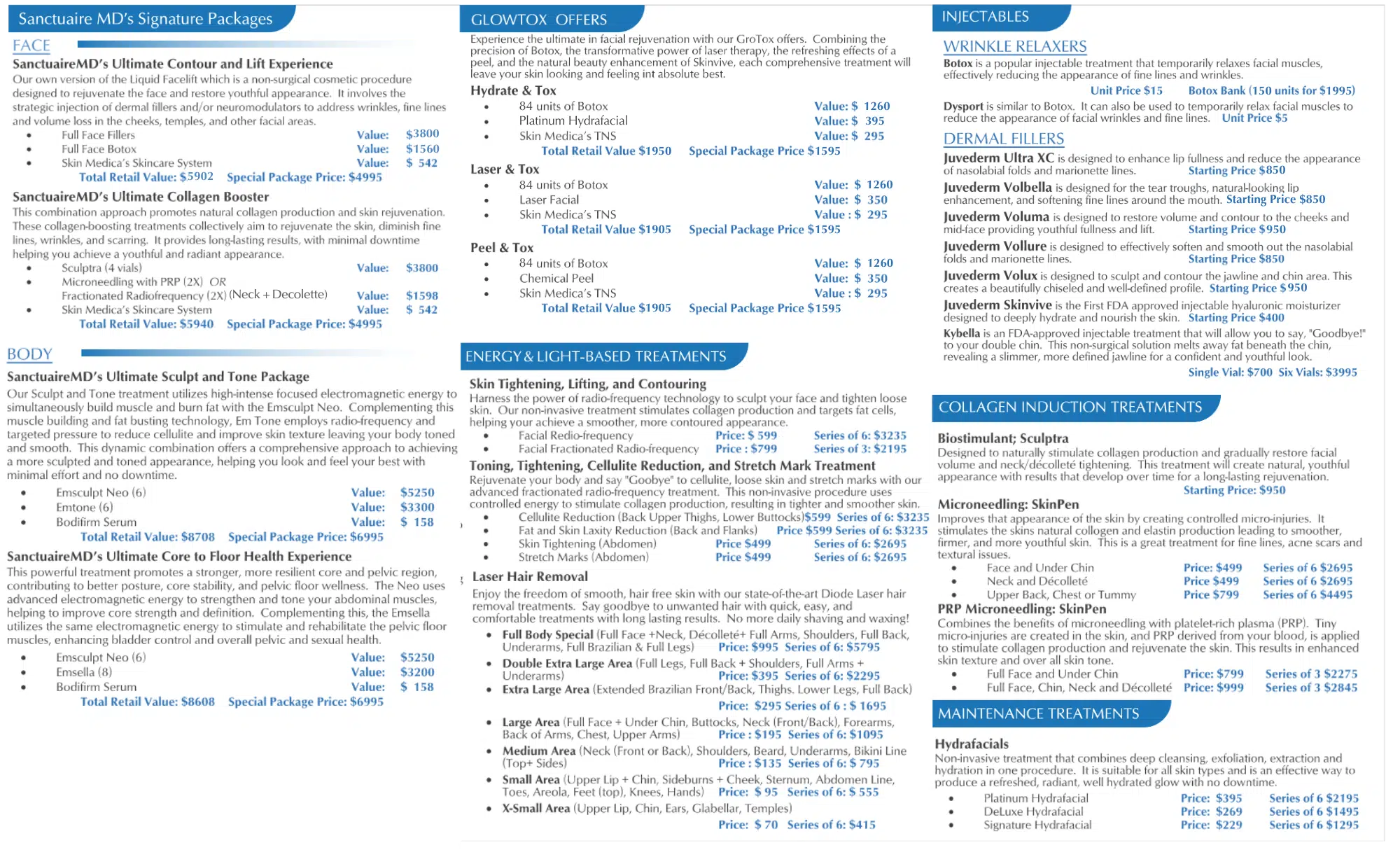 Sanctuaire MD Menu Front Page